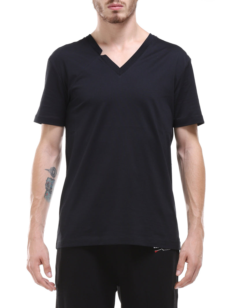 LES HOMMES T-SHIRT COLLO A V  CON BORCHIE