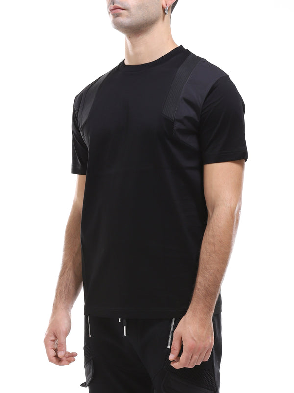 LES HOMMES T-SHIRT GIROCOLLO CON DETTAGLI IN PELLE