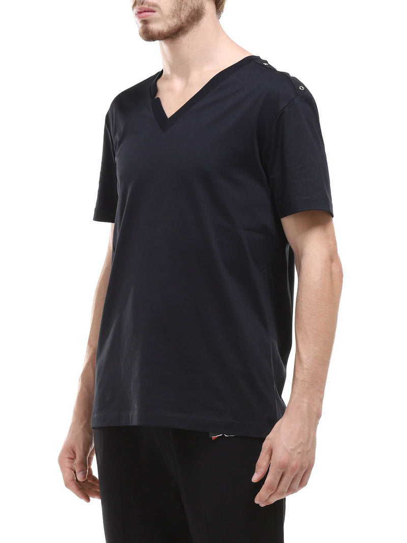 LES HOMMES T-SHIRT COLLO A V  CON BORCHIE