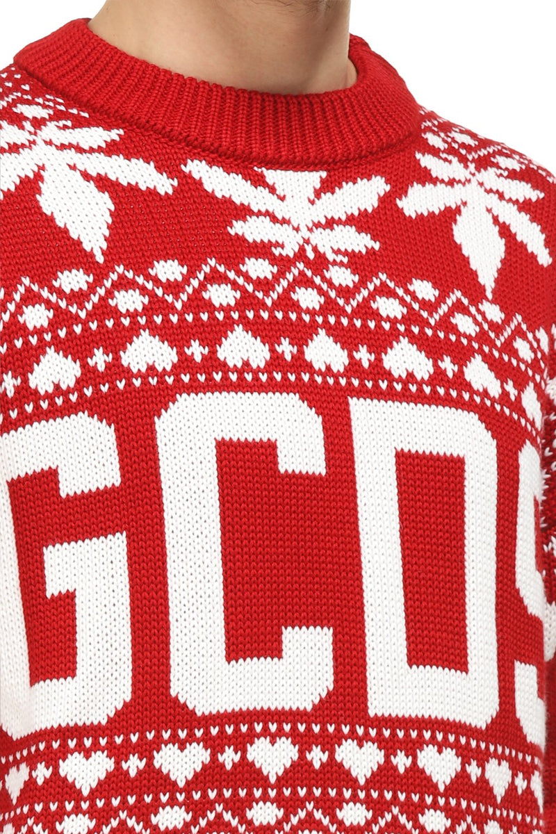 GCDS MAGLIA CHRISTMAS GIROCOLLO CON LOGO