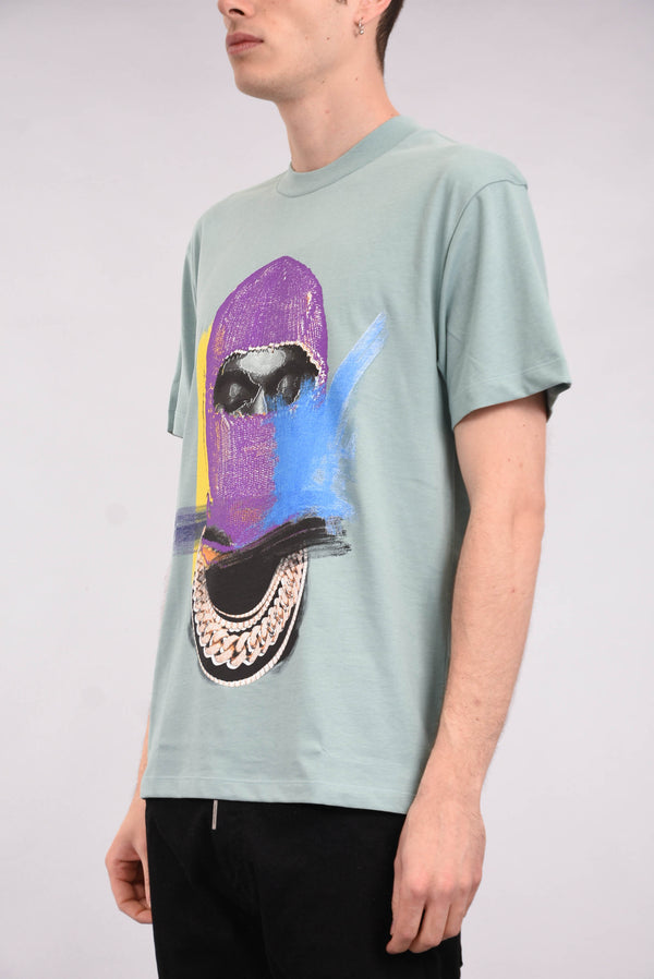 IH NOM UH NIT T-shirt whit mask painted on front and logo