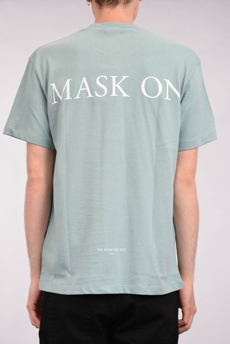 IH NOM UH NIT T-shirt whit mask painted on front and logo