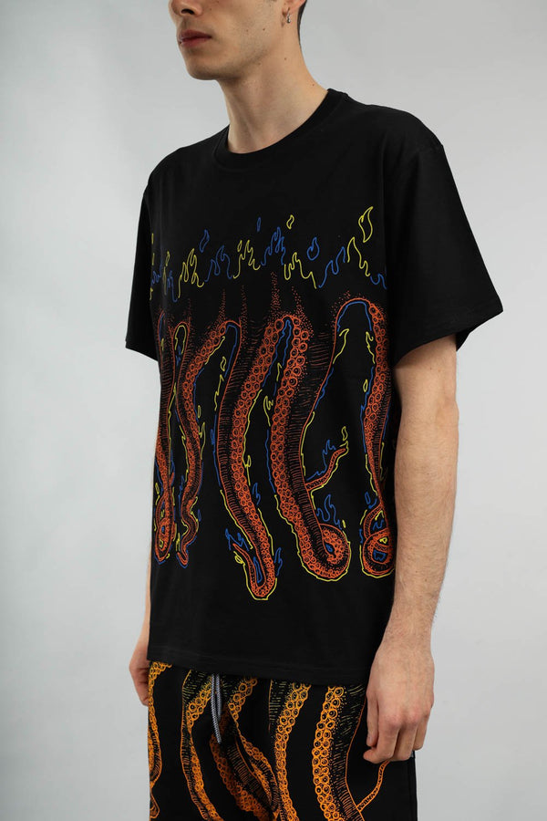 OCTOPUS T-shirt more fire in cotone