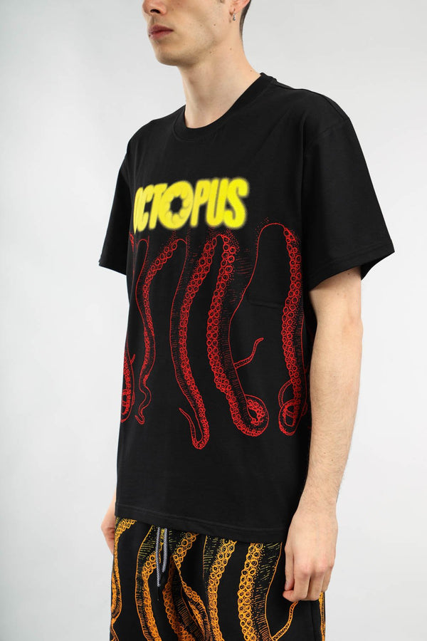 OCTOPUS T-shirt blurred in cotone