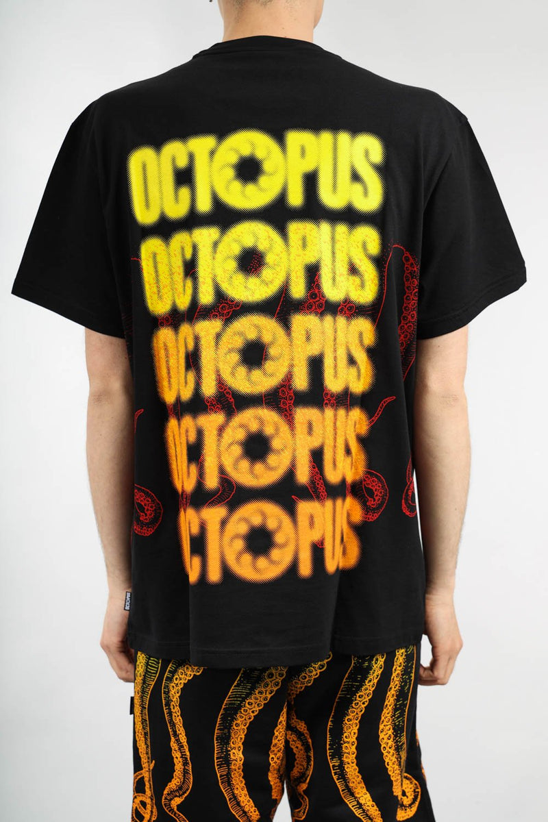 OCTOPUS T-shirt blurred in cotone