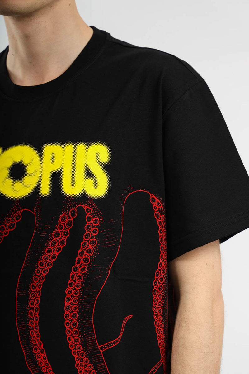 OCTOPUS T-shirt blurred in cotone