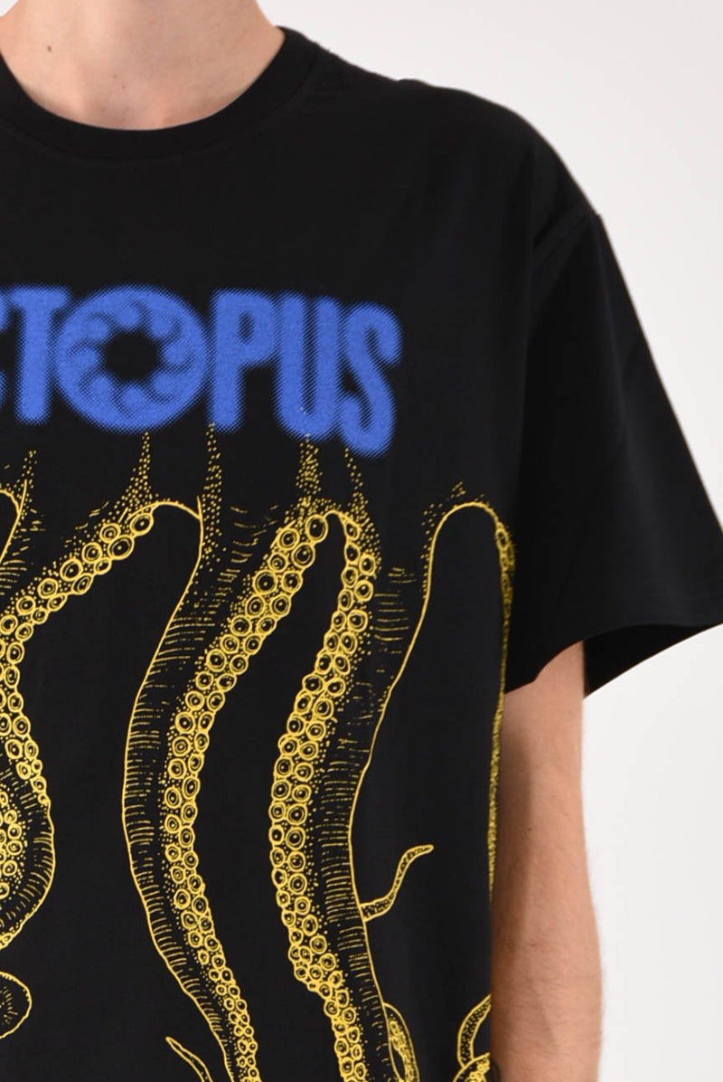 OCTOPUS T-shirt blurred in cotone