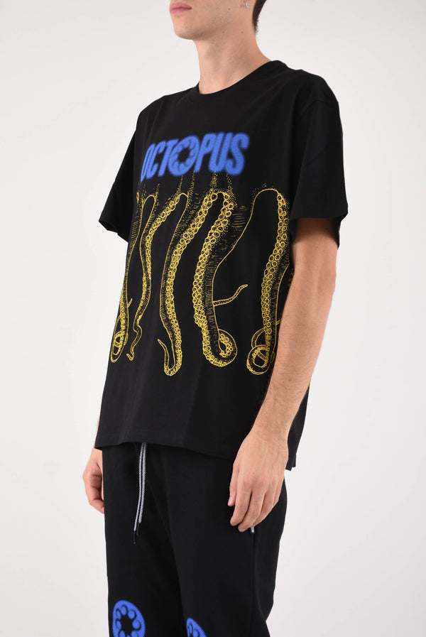 OCTOPUS T-shirt blurred in cotone