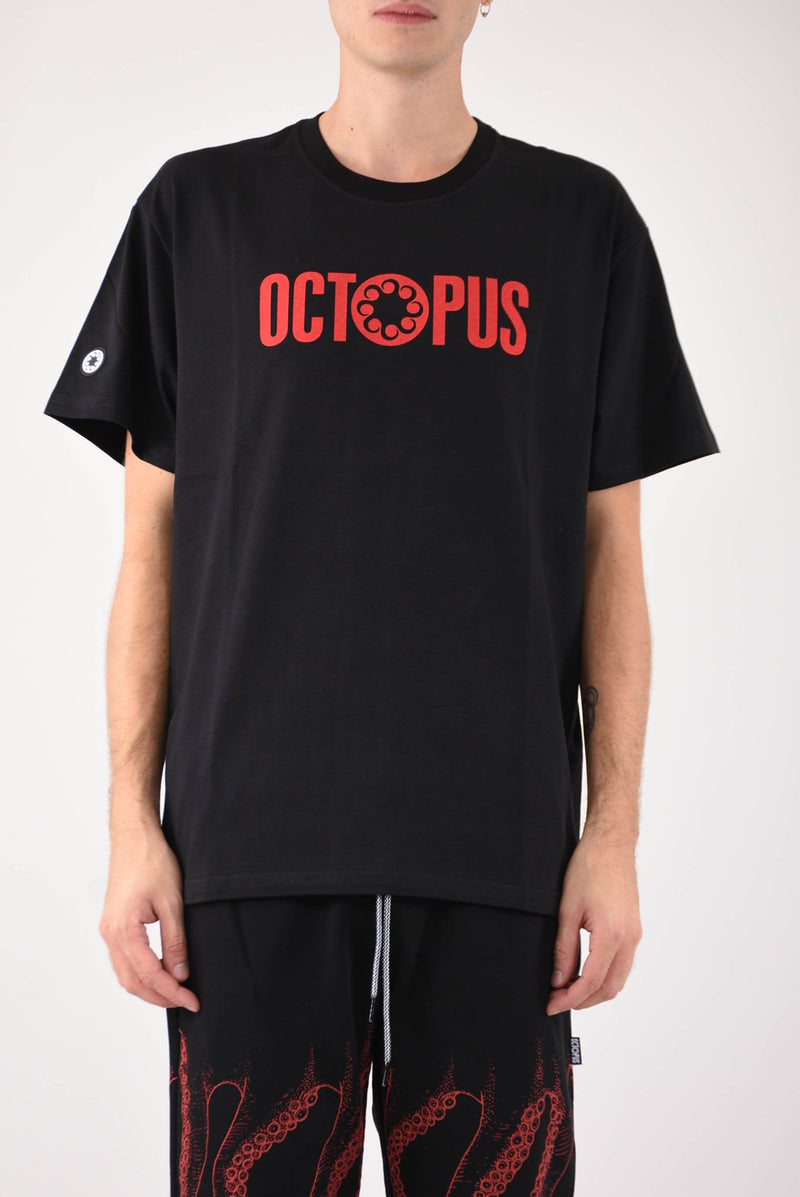 OCTOPUS T-shirt outline logo in cotone