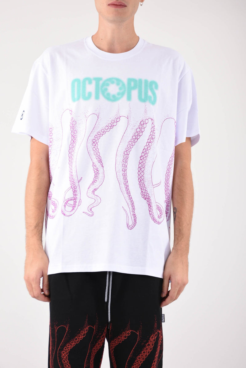 OCTOPUS T-shirt blurred in cotone