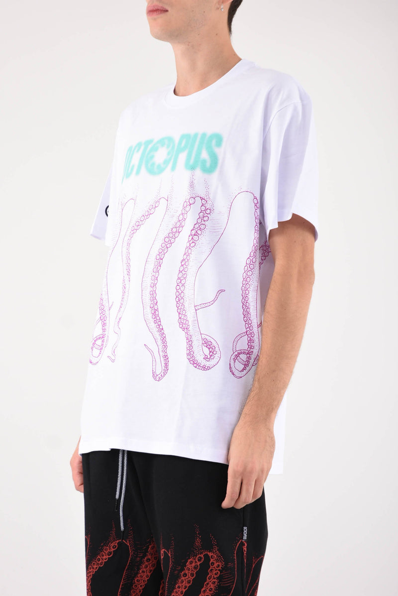 OCTOPUS T-shirt blurred in cotone