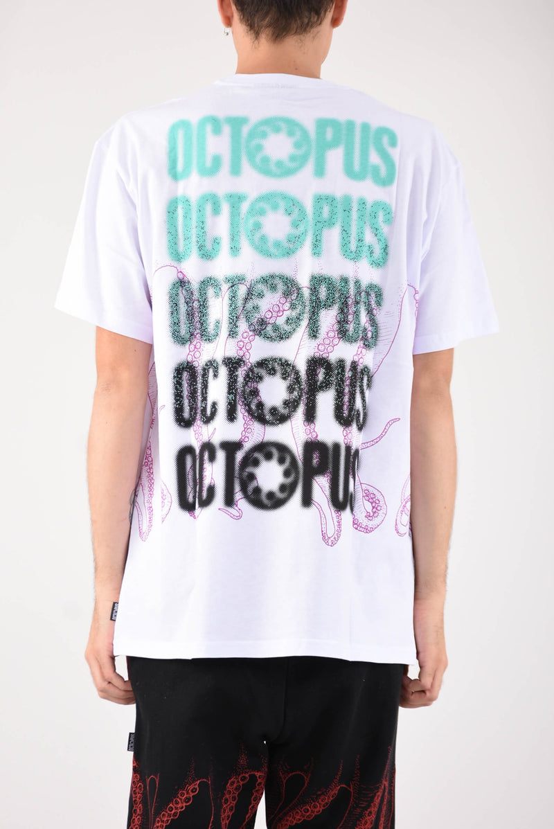 OCTOPUS T-shirt blurred in cotone