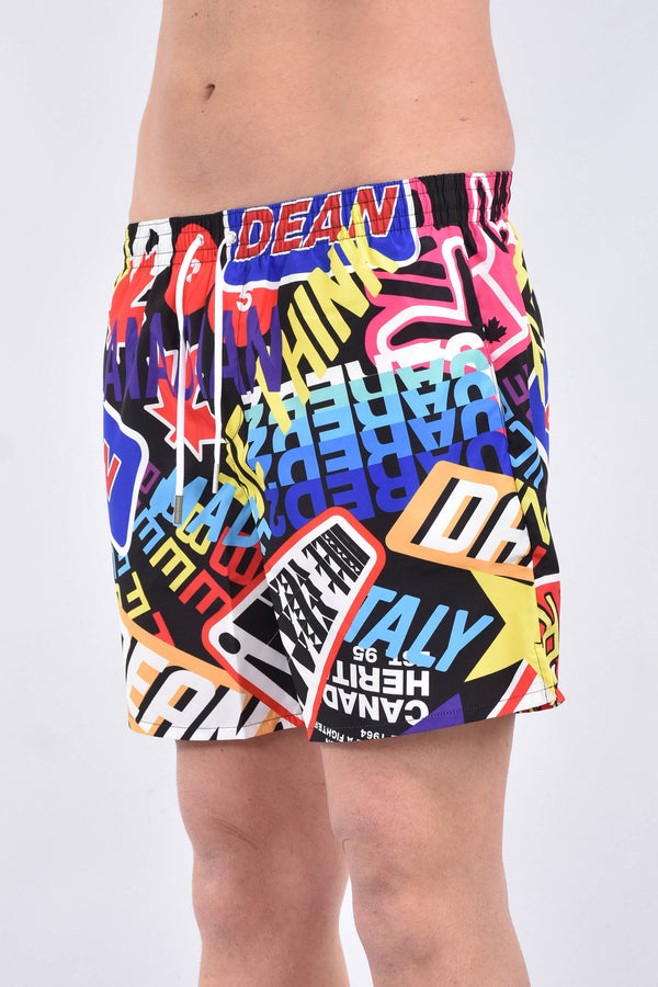 DSQUARED2 Costume boxer midi con stampa