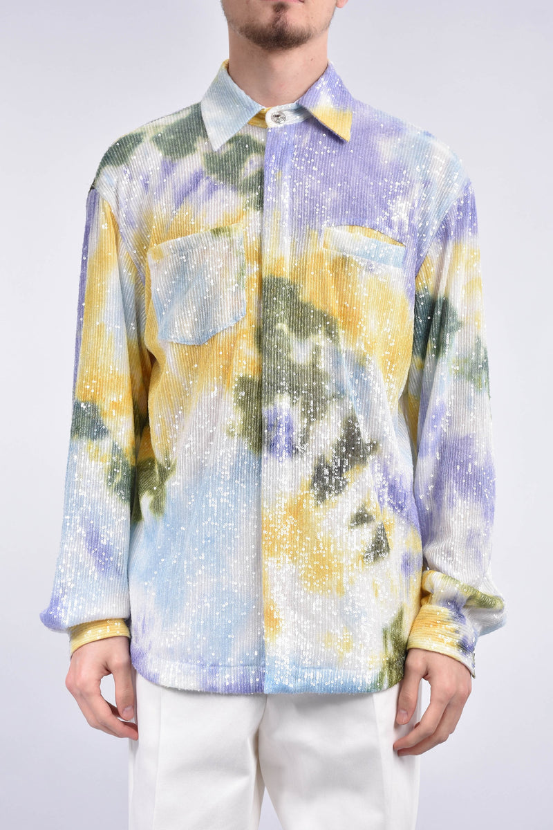 GCDS Camicia con paillettes tie dye