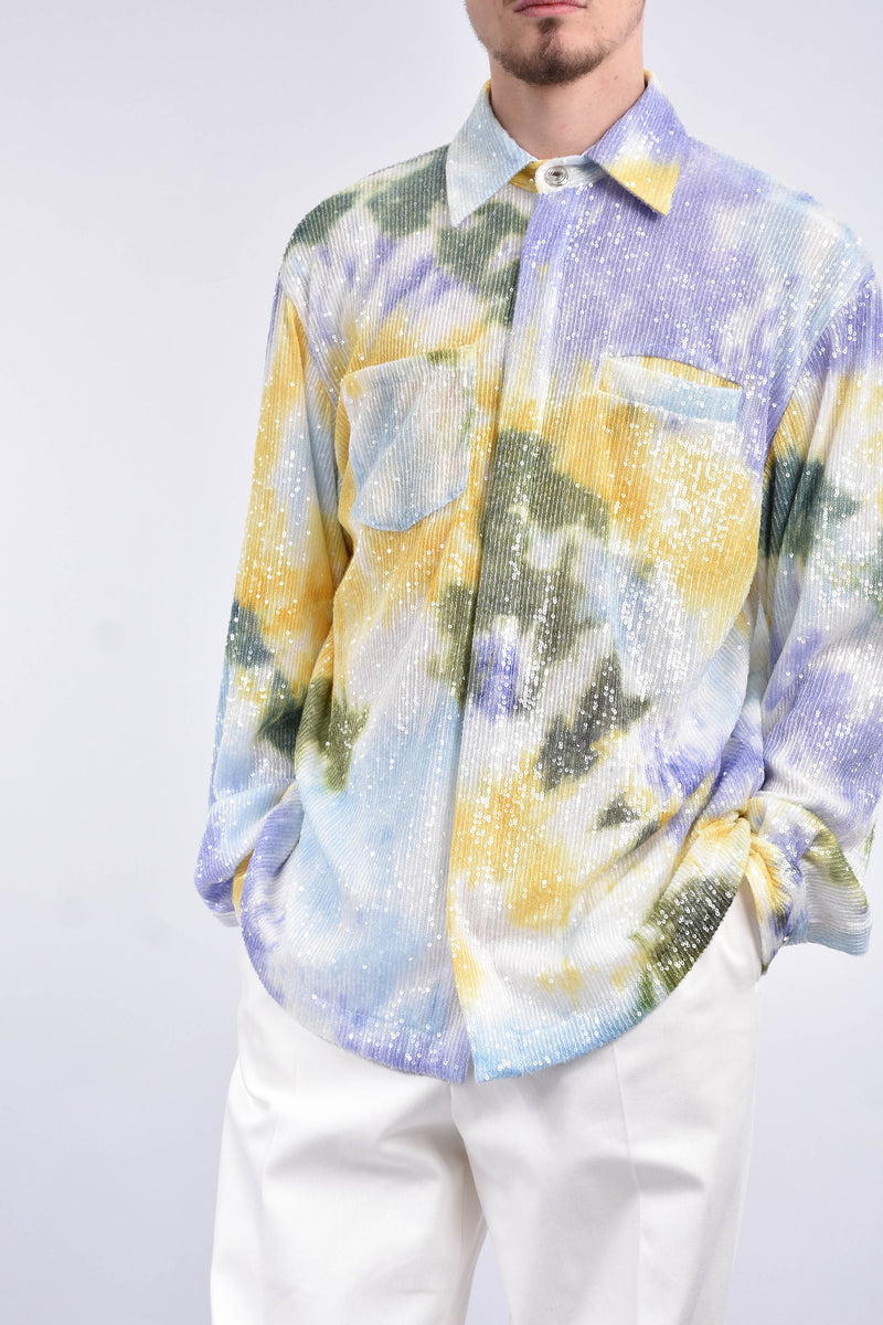 GCDS Camicia con paillettes tie dye