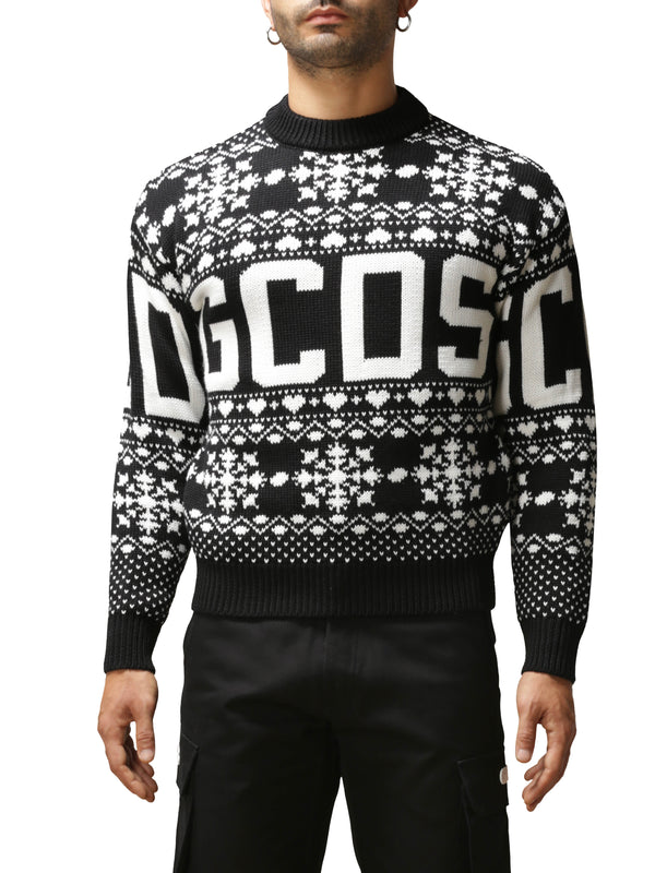 GCDS MAGLIA CHRISTMAS GIROCOLLO CON LOGO