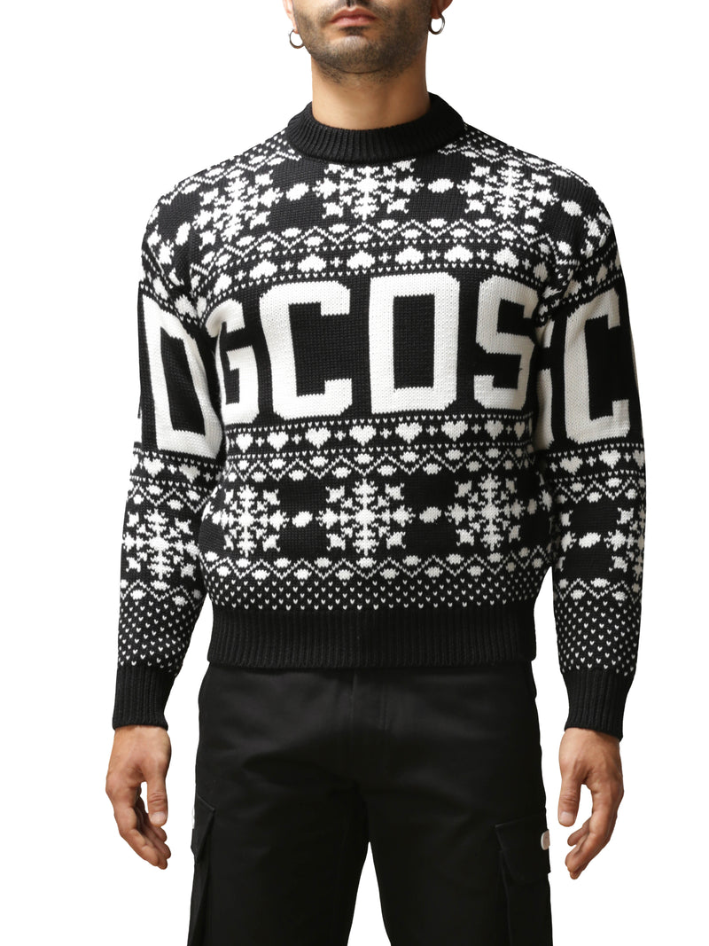 GCDS MAGLIA CHRISTMAS GIROCOLLO CON LOGO