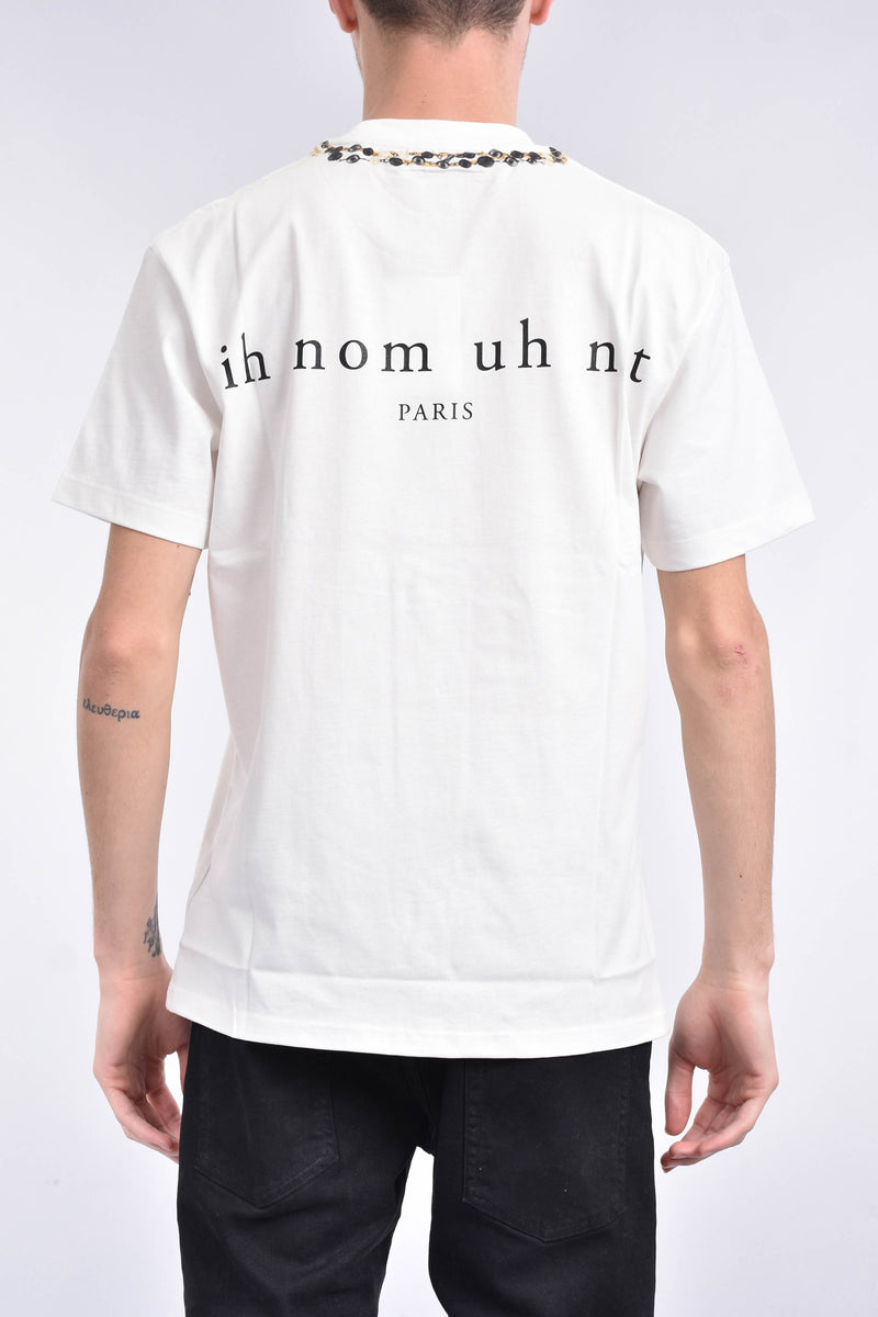 IH NOM UH NIT T-shirt whit necklaces print on front and lowercase logo on back