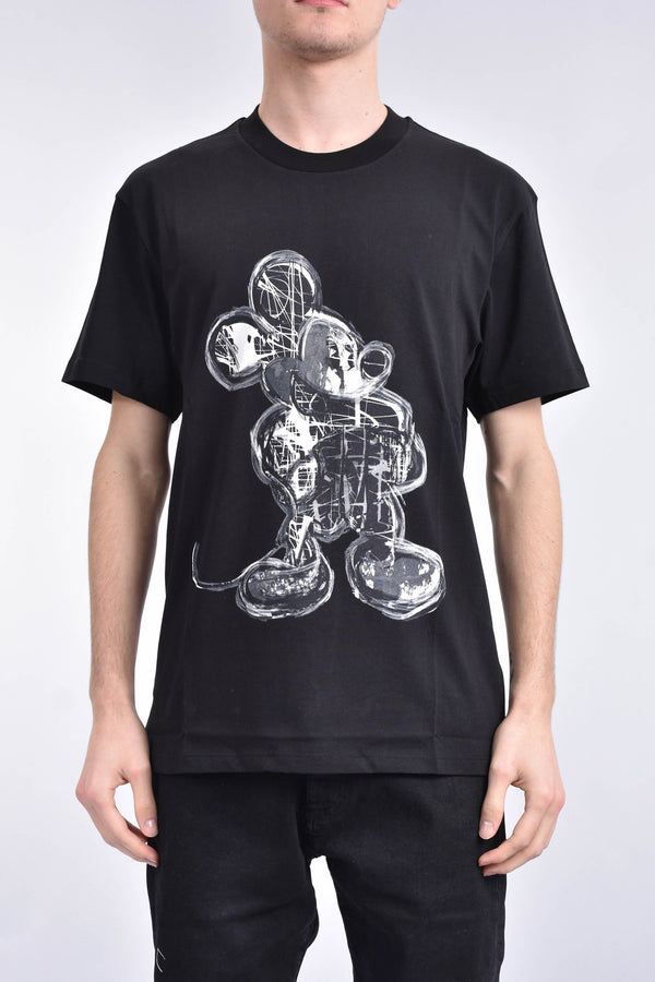 IH NOM UH NIT T-shirt whit mickey paint print on front and lowercase logo on back