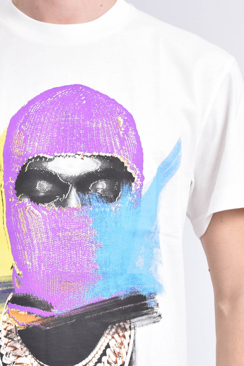 IH NOM UH NIT T-shirt whit mask painted on front and logo