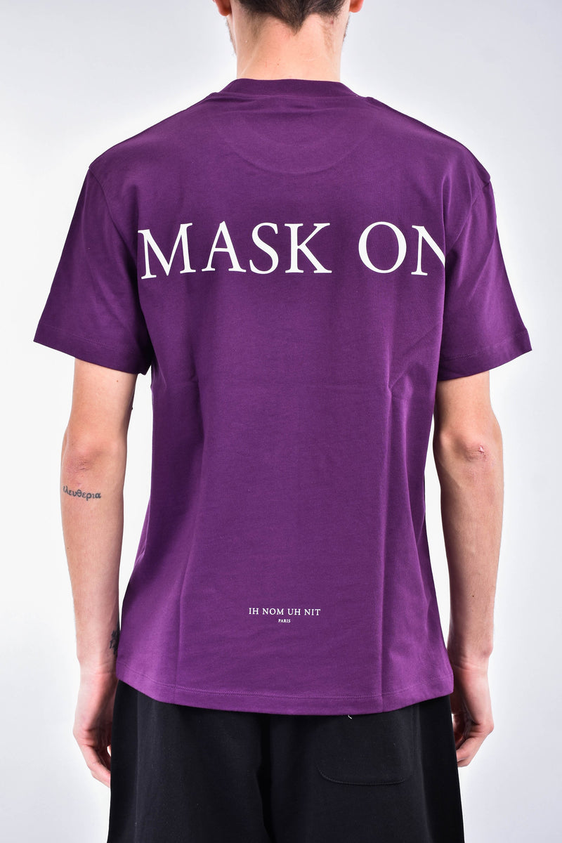 IH NOM UH NIT T-shirt whit mask painted on front and logo