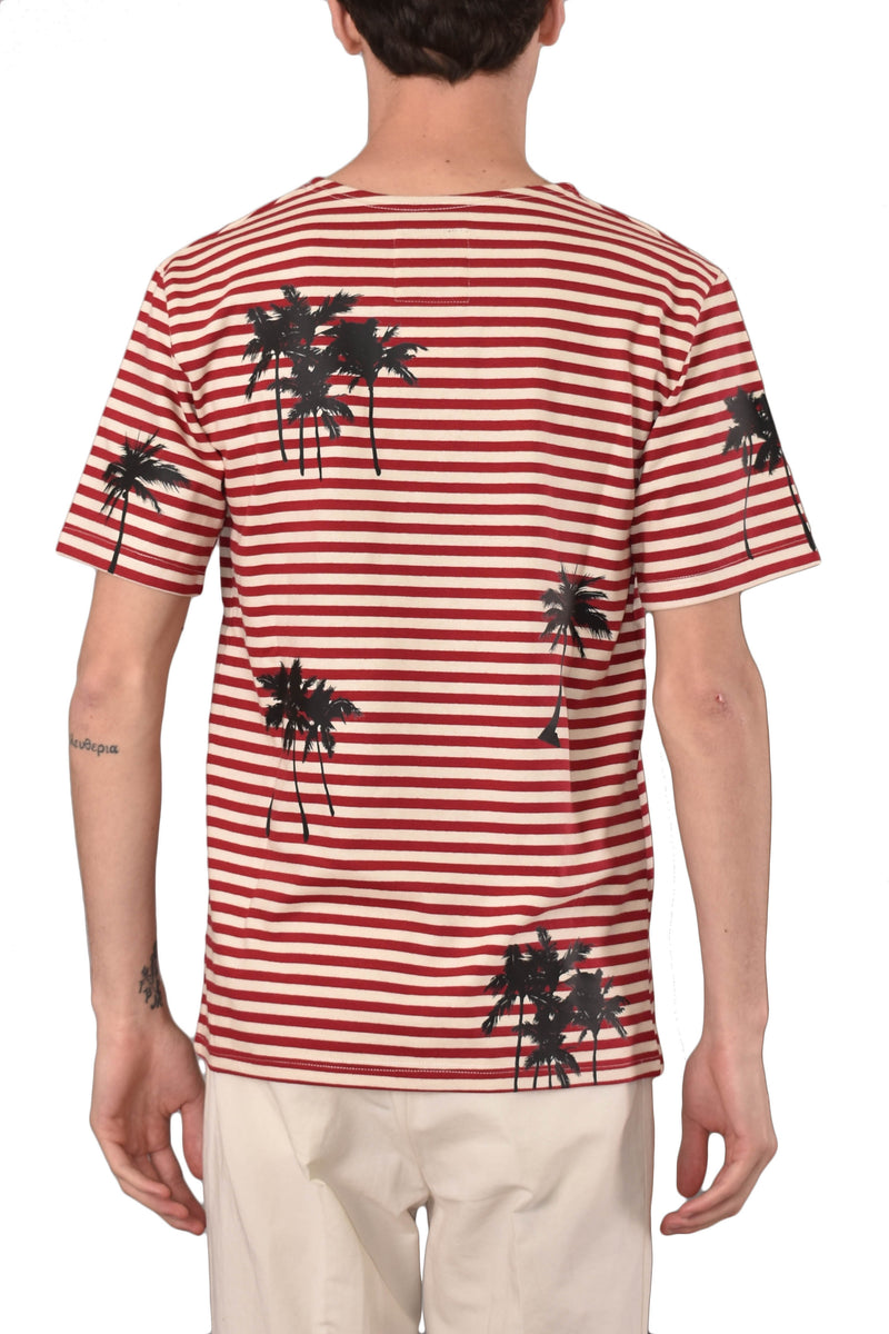 MYAR T-SHIRT RIGATA CON STAMPA PALME