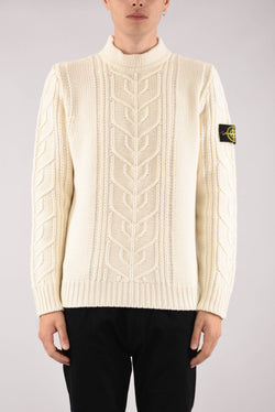 STONE ISLAND Maglia lupetto in lambswool con motivo aran