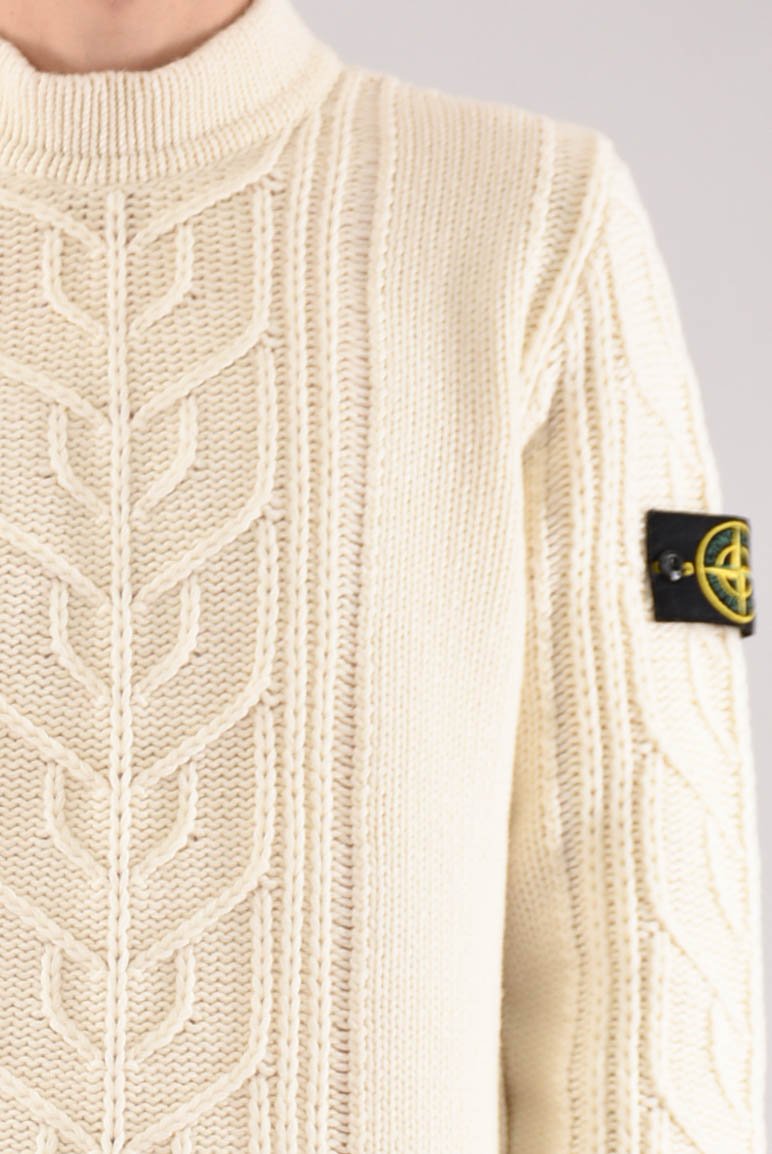 STONE ISLAND Maglia lupetto in lambswool con motivo aran