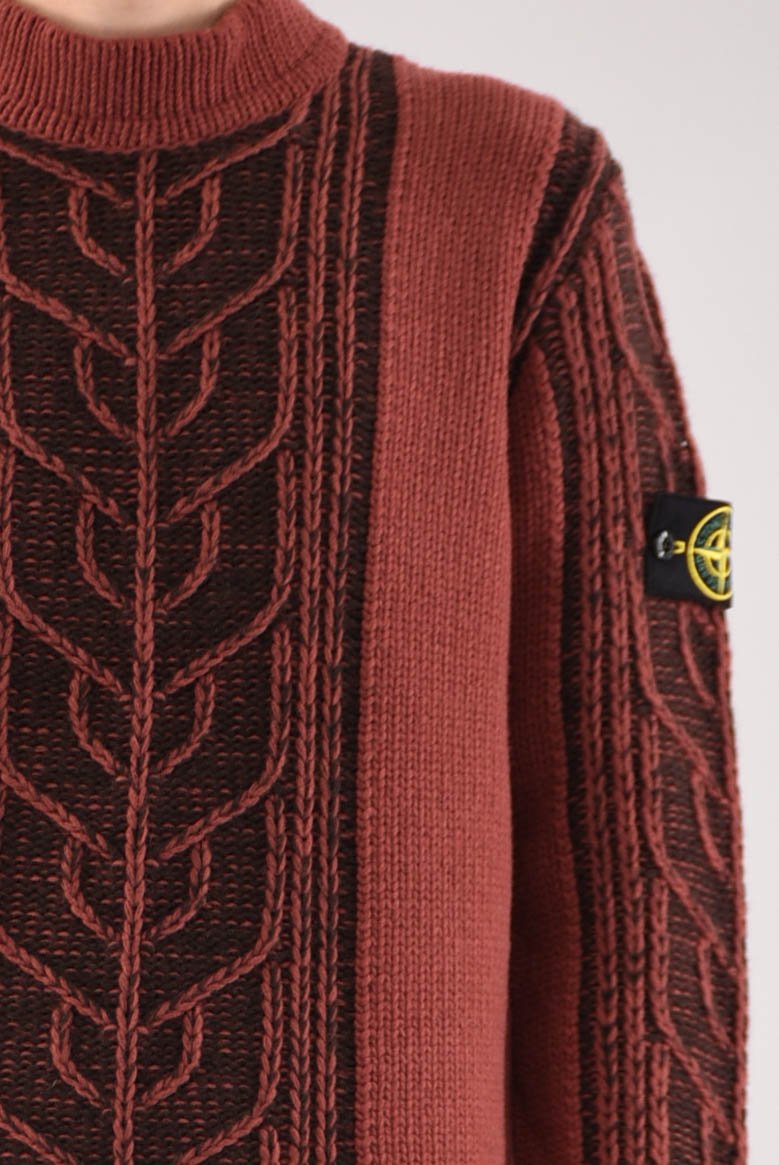 STONE ISLAND Maglia lupetto in lambswool con motivo aran