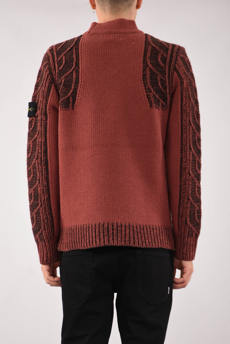 STONE ISLAND Maglia lupetto in lambswool con motivo aran