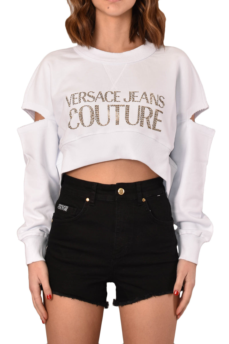 VERSACE JEANS COUTURE FELPA GIROCOLLO CON LOGO STONES